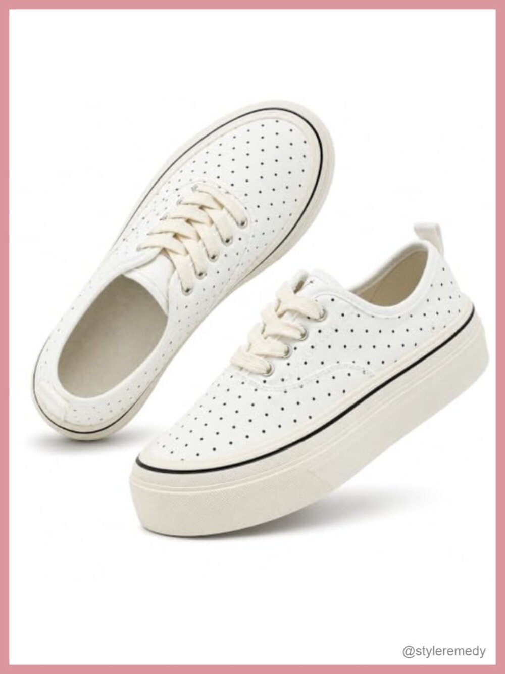 Women Canvas Platform Sneakers Polka Dot Lace Up Shoes